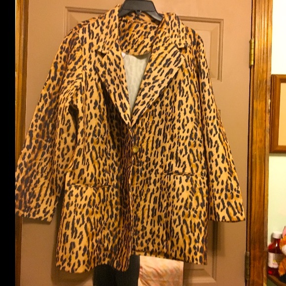 Vintage 90s Plus Size Leopard Coat - Picture 1 of 3